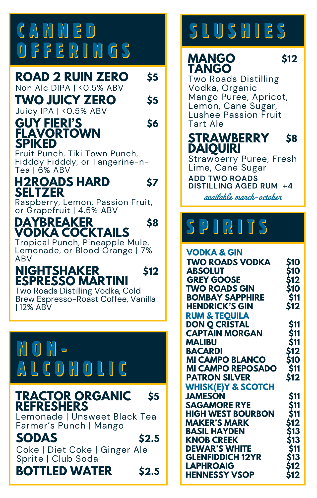 tobacco road drink menu Menus